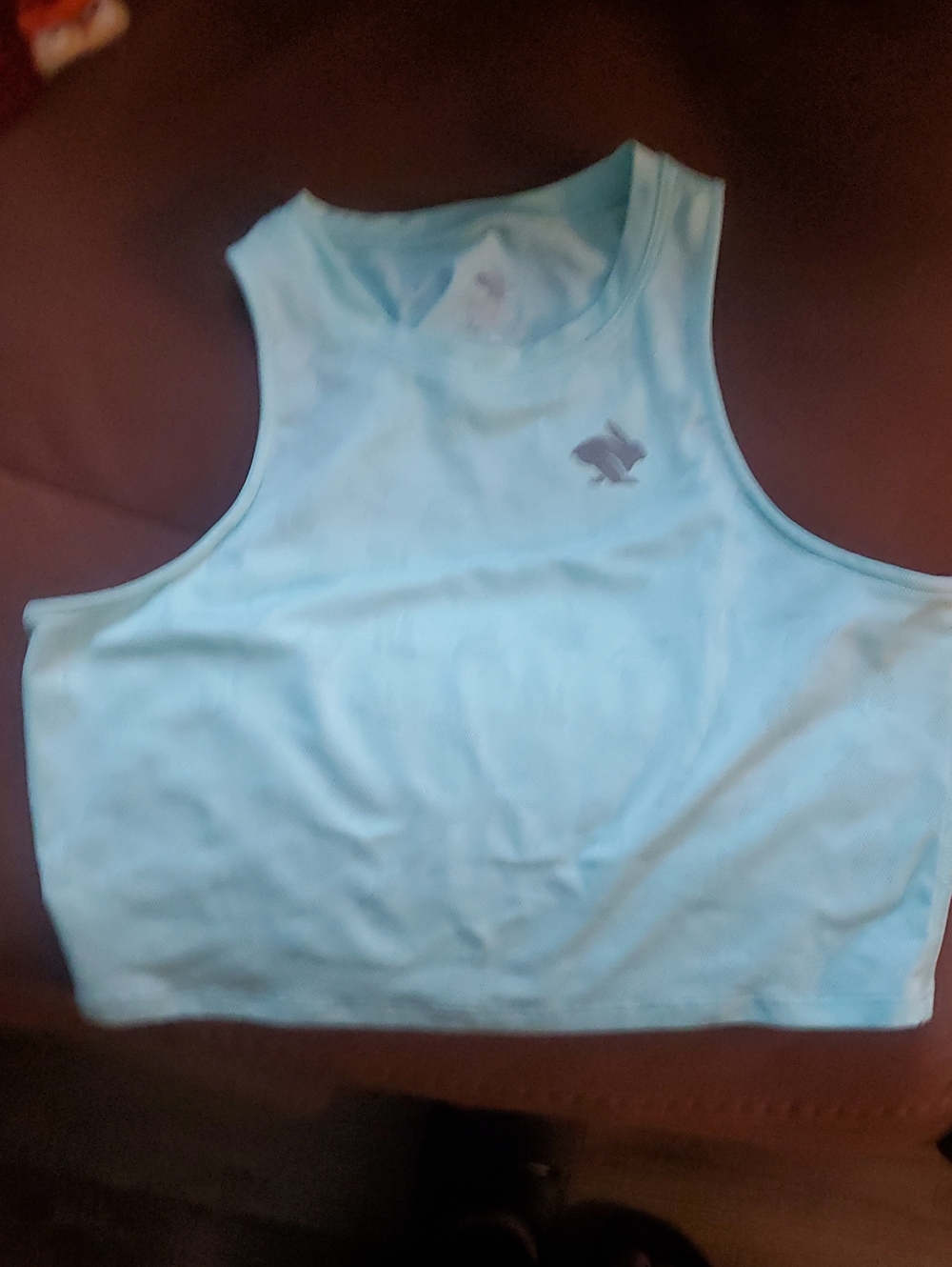 Light Blue High-Neck Crop Tank Top